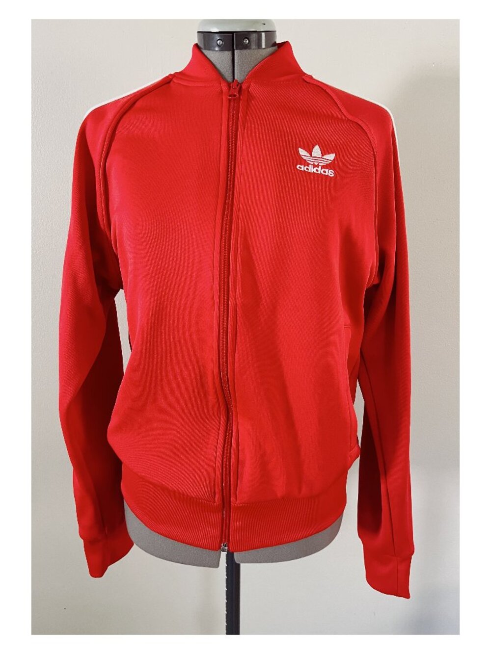 Adidas Firebird Sz S Red and White Classic 3 Stripe Track Jacket
